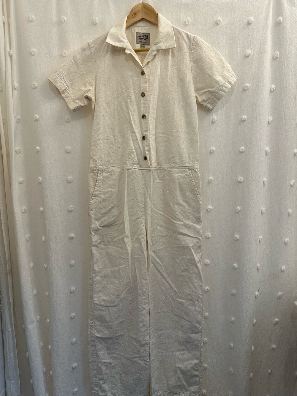 Naked and Famous - Cream Utility Jumpsuit - sz Small
